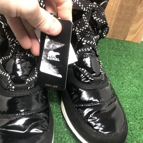 NEW Sorel Whitney Short Lace Patent Black Boots LL3433-010 Women's7.5Waterproof - Picture 6 of 14